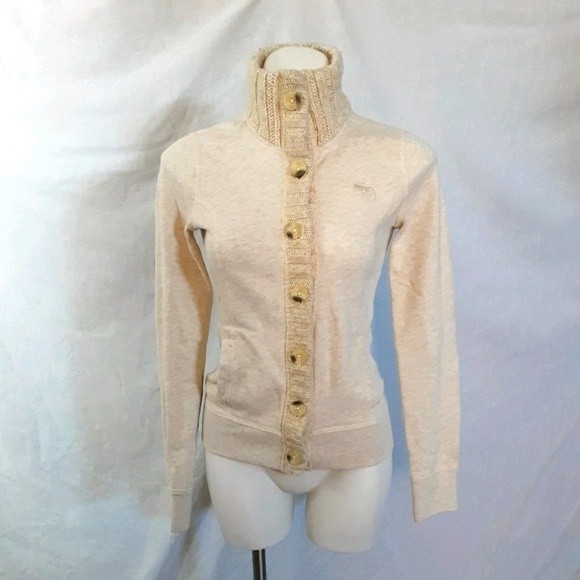 Abercrombie & Fitch Sweaters - Y2K Abercrombie & Fitch Button Down Chunky Knitted Collar Sweatshirt Small
